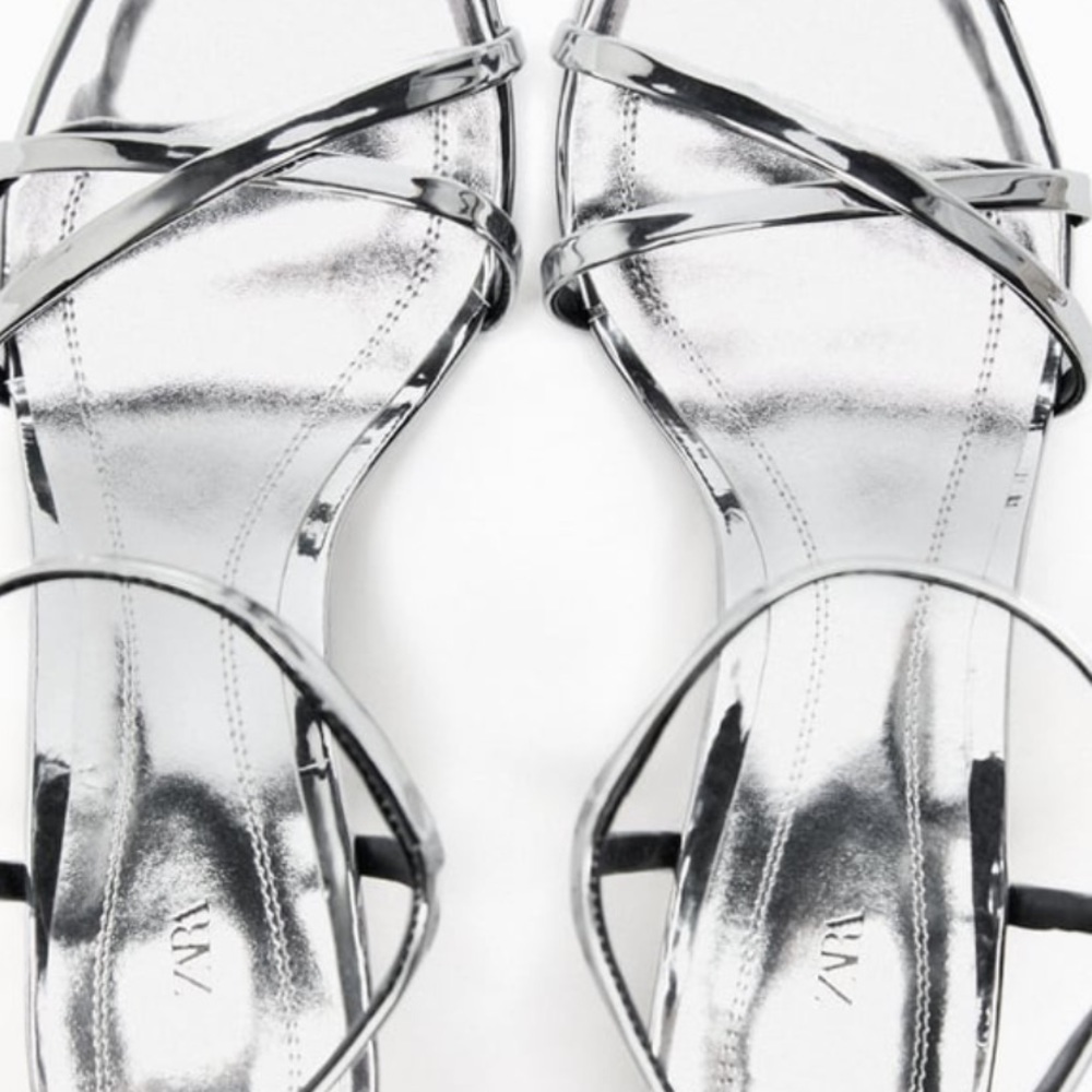 Zara Silver Strappy Sandals - Picture 4 of 15